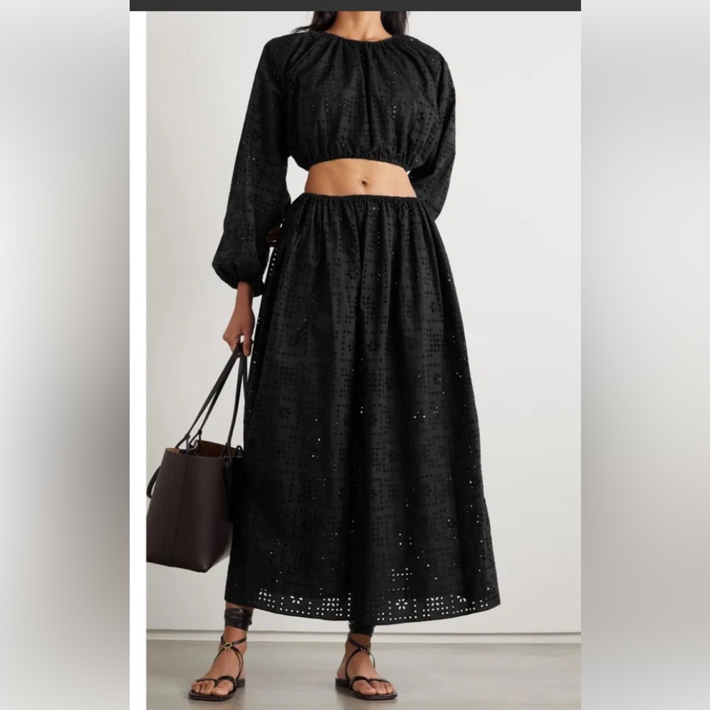 Matteau BLACK eyelet broderie set